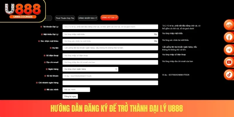 Đại Lý U888 4 Hướng dẫn đăng ký để trở thành đại lý U888